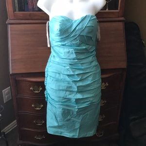 Aqua Bill Levkoff Bridesmaid Dress